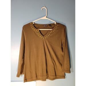 New York & Company Womens 3/4 Sleeve Tunic Blouse Size L